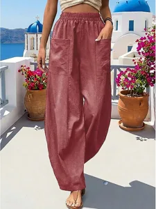 damen-kunstbaumwollleinen-tapered-hose-h-rote-4