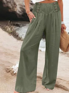 damen-kunstbaumwollleinen-weite-hosenbei-armeegrun-1