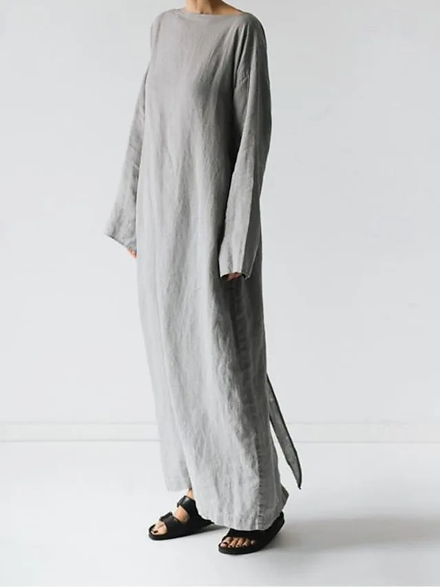 damen-langes-kleid-maxikleid-baumwoll-le-grau-1