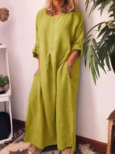 damen-langes-kleid-maxikleid-baumwoll-mi-gelb-1