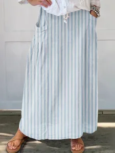 damen-lassig-maxi-mittlere-hufthohe-rock-himmelblau-2