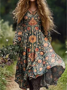 damen-maxi-kleid-boho-sommerkleid-plisse-dunkelgrun-5