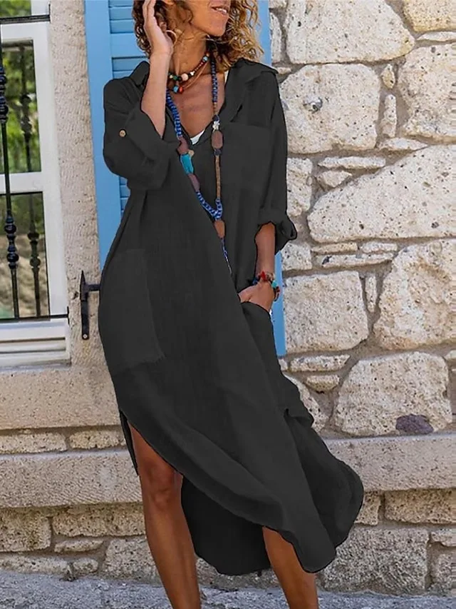 damen-maxikleid-100-baumwolle-shiftkleid-schwarz-6