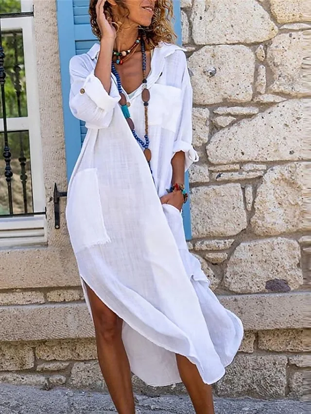 damen-maxikleid-100-baumwolle-shiftkleid-wei-1