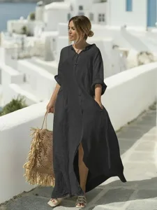 damen-maxikleid-kunstbaumwollleinen-baum-schwarz-3