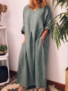 damen-maxikleid-kunstbaumwollleinen-shif-grau-1