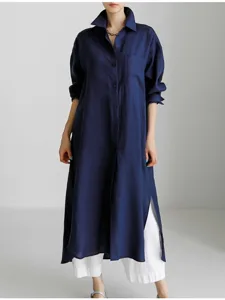 damen-maxikleid-kunstbaumwollleinen-shif-marineblau-20