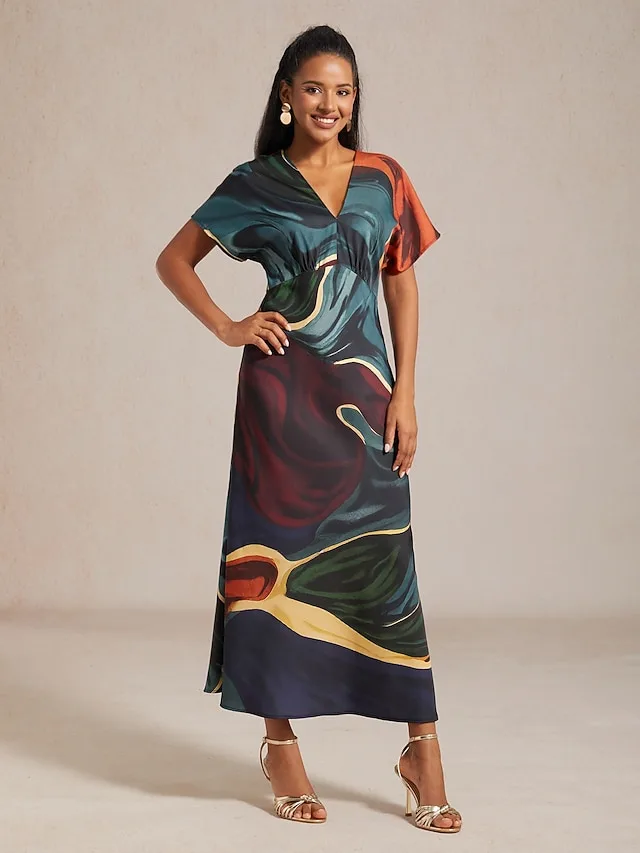 damen-maxikleid-satin-abstrakter-platzie-dunkelgrun-1