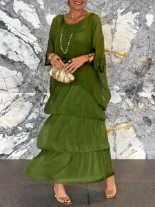 damen-maxikleid-weies-kleid-freizeitklei-dunkelgrun-7