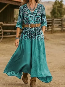 damen-midi-kleid-boho-a-linie-kleid-urla-blau-2