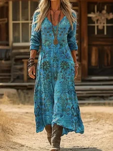 damen-midi-kleid-boho-a-linien-kleid-par-blau-2