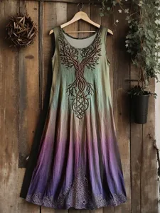 damen-midi-kleid-boho-vintage-wikinger-k-grun-2