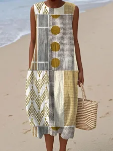 damen-midi-kleid-leinenahnliches-maxikle-hellgelb-4