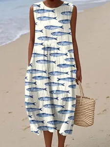 damen-midi-kleid-leinenahnliches-maxikle-himmelblau-2