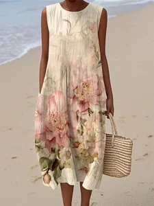 damen-midi-kleid-leinenahnliches-sommerk-cremefarben-5