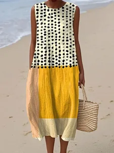 damen-midi-kleid-leinenahnliches-sommerk-gelb-1