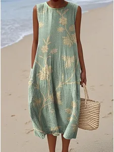 damen-midi-kleid-leinenahnliches-sommerk-grun-1