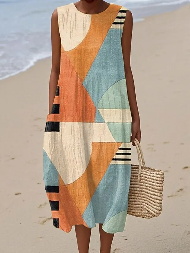 damen-midi-kleid-leinenahnliches-sommerk-hell-orange-3