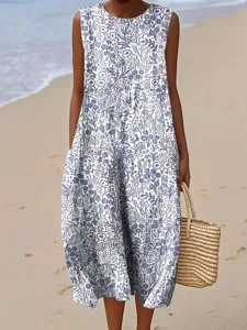 damen-midi-kleid-leinenahnliches-sommerk-hellblau-wei-1