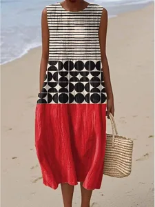 damen-midi-kleid-leinenahnliches-sommerk-rote-3