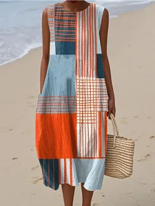 damen-midi-kleid-leinenahnliches-strandk-blau-4