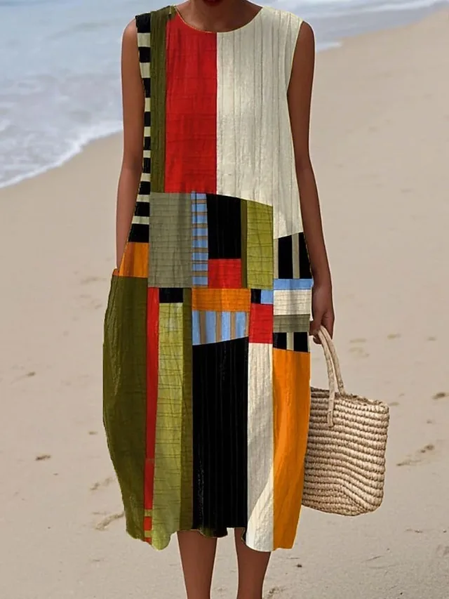 damen-midi-kleid-leinenahnliches-strandk-braun-5