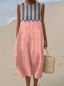 damen-midi-kleid-leinenahnliches-strandk-rosa-6