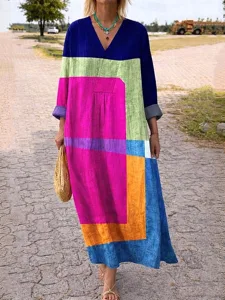 damen-midi-kleid-v-ausschnitt-langarm-ka-dunkelpink-6