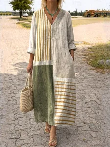 damen-midi-kleid-v-ausschnitt-langarm-ka-khaki-8