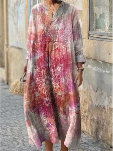 damen-midi-kleid-v-ausschnitt-langarm-ka-rosa-22