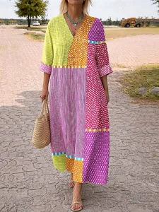 damen-midi-kleid-v-ausschnitt-langarm-ka-rosa-7