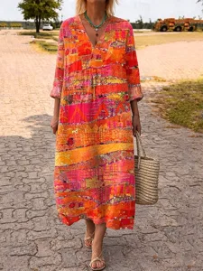 damen-midi-kleid-v-ausschnitt-langarm-ka-rot-orange-1