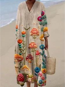 damen-midi-kleid-v-ausschnitt-lange-arme-khaki-6