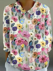 damen-midi-kleid-v-ausschnitt-lange-arme-rosa-8