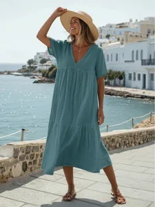 damen-midikleid-100-baumwolle-baumwoll-l-armeegrun-4