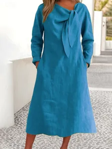 damen-midikleid-100-baumwolle-freizeitkl-blau-3