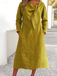 damen-midikleid-100-baumwolle-freizeitkl-gelb-1