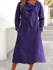 damen-midikleid-100-baumwolle-freizeitkl-purpur-7