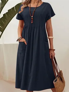 damen-midikleid-100-baumwolle-shiftkleid-marineblau-1