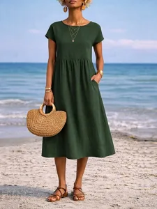 damen-midikleid-a-linie-kleid-sommerklei-armeegrun-8