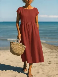 damen-midikleid-a-linie-kleid-sommerklei-dunkelrot-7