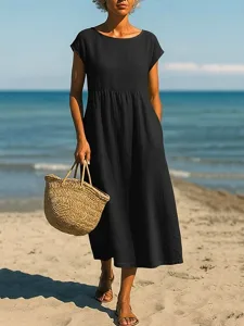 damen-midikleid-a-linie-kleid-sommerklei-schwarz-5