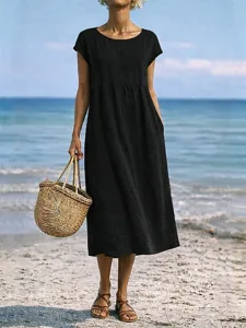 damen-midikleid-a-linie-kleid-sommerklei-schwarz-7