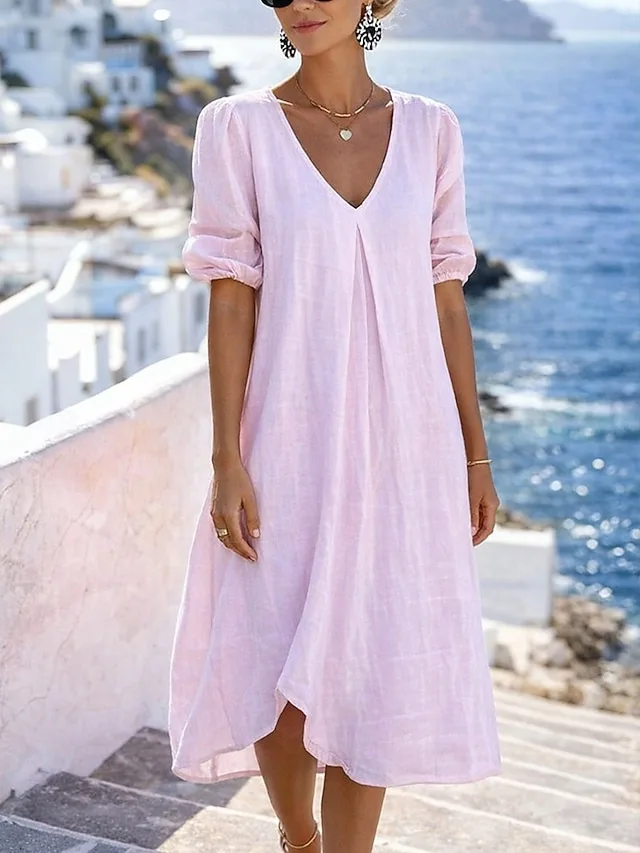 damen-midikleid-aus-baumwolle-und-leinen-rosa-5