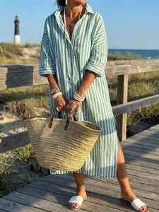 damen-midikleid-baumwoll-leinen-kleider-blaugrun-1