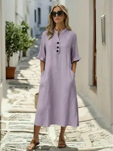 damen-midikleid-baumwoll-leinen-kleider-purpur-4