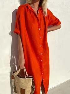 damen-midikleid-baumwoll-leinen-kleider-rote-3