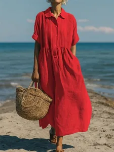 damen-midikleid-baumwoll-leinen-kleider-rote-5