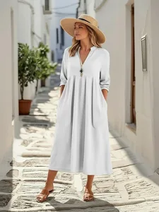 damen-midikleid-baumwoll-leinen-kleider-wei-1