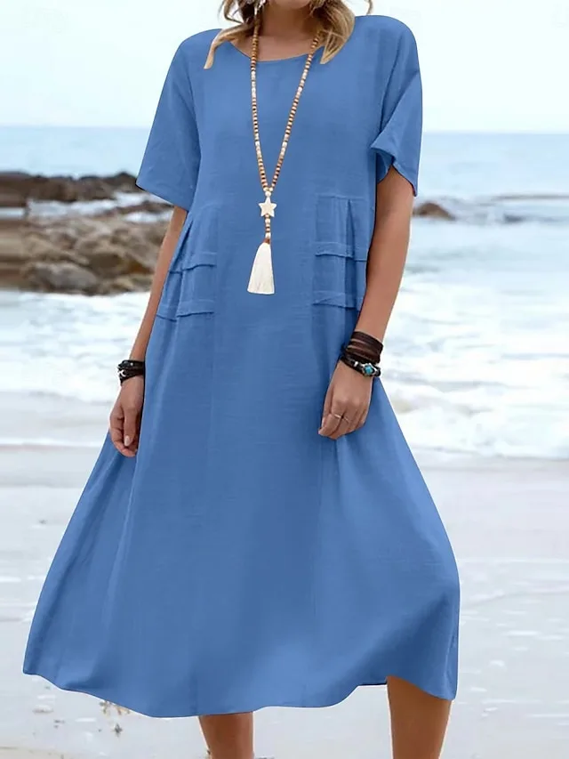 damen-midikleid-baumwoll-mischung-shiftk-konigsblau-24